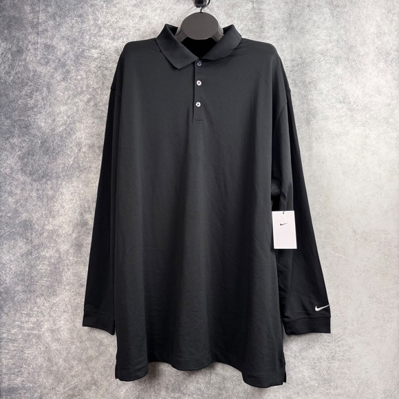 Nike Men's Golf Long Sleeve Dri-Fit Performance Polo Black Size 4XL NWT - Picture 2 of 11